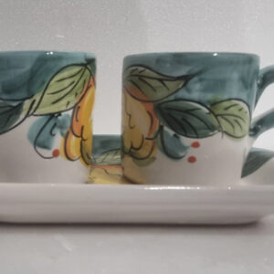 Set da caffè Tête-à-Tête decoro limoni fondo verde ramina