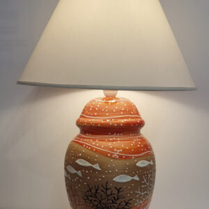 lampada con paralume fondale coralli e pesci effetto rilievo bronzo