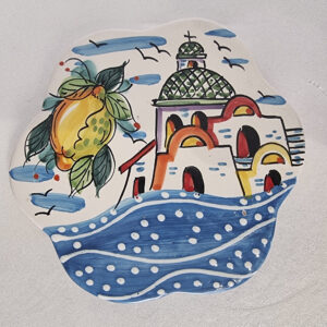 Poggiapentola decoro casette chiesa e limoni
